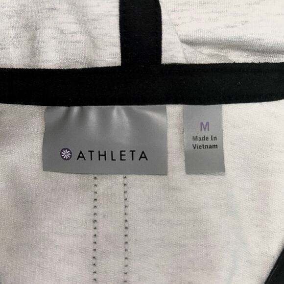 Athleta White Black V Neck Tie Hem Raglan Sentry Pullover Sweatshirt Size M - Picture 4 of 5